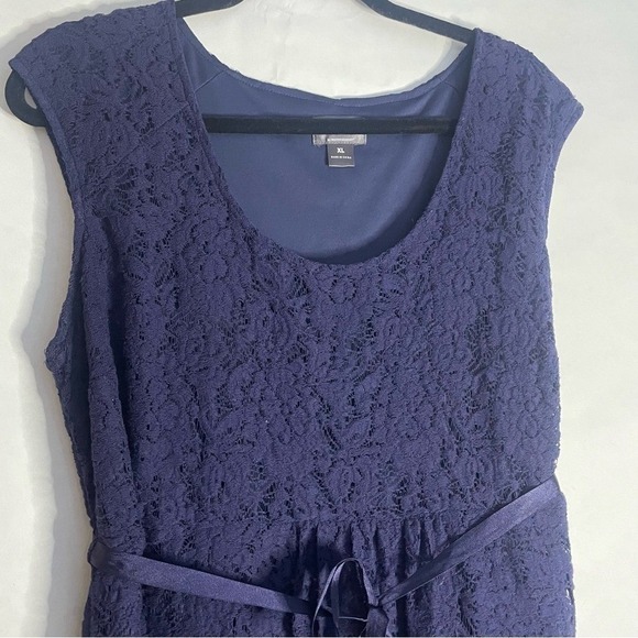 Oh Baby by Motherhood‎ Navy Blue Lace Tie Waist Dress XL Sleeveless - Picture 2 of 7